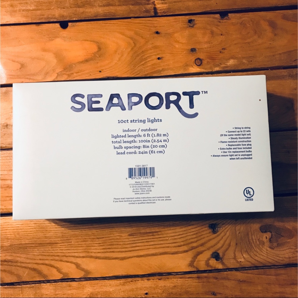 Navy Rattan String Lights - Picture 3 of 3